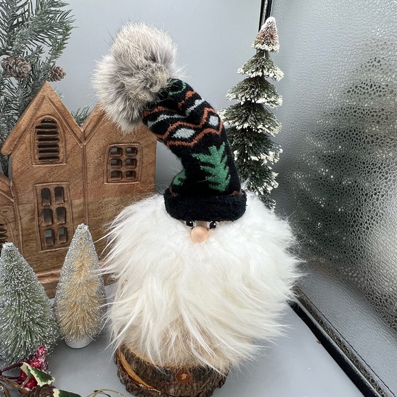 Gnome Wood Tomte Sheepskin Wool Rabbit Fur Figurine Mythical Folklore Nordic - Picture 4 of 6